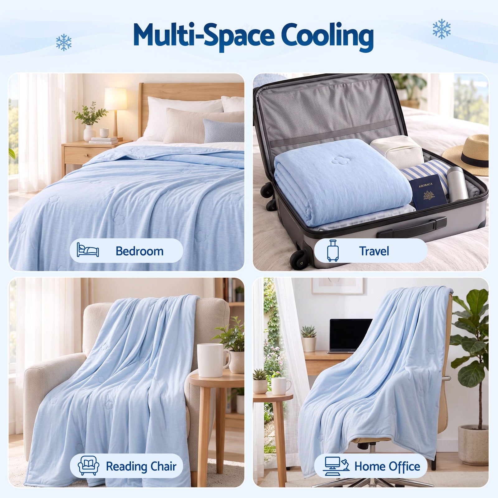 Giselle Cooling Blanket Double 180 x 210cm Summer Quilt Lightweight Hot Sleepers