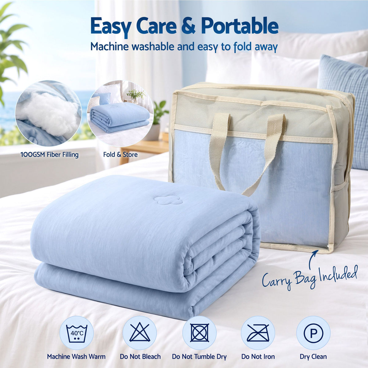 Giselle Cooling Blanket Double 180 x 210cm Summer Quilt Lightweight Hot Sleepers