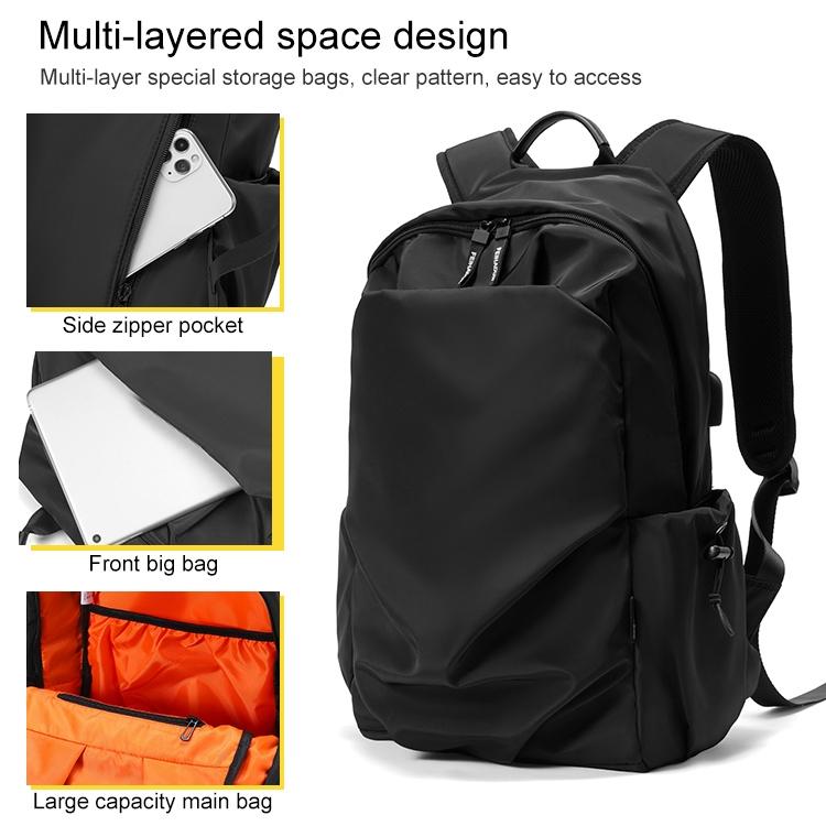 Multifunctional Oxford Laptop Backpack In Black-1915196700511834115