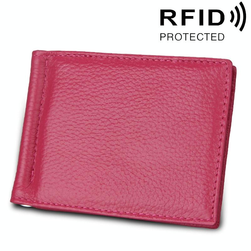 Leather Rfid Card Holder Wallet - 6 Slots Magenta-1915196588360339458