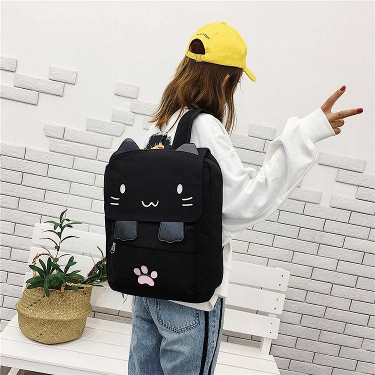 Leisure Cat Backpack - Canvas-1915196802508918789