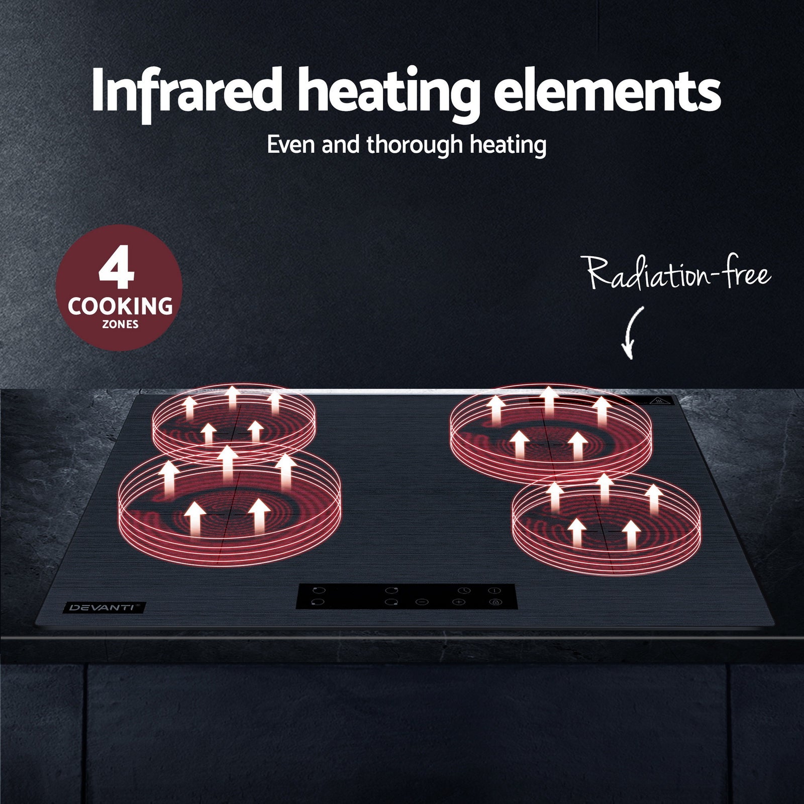 Devanti Electric Ceramic Cooktop 60cm Touch Control Grey