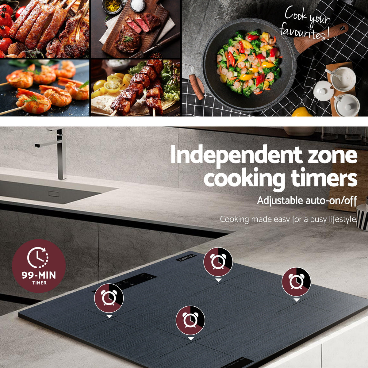 Devanti Electric Ceramic Cooktop 60cm Touch Control Grey