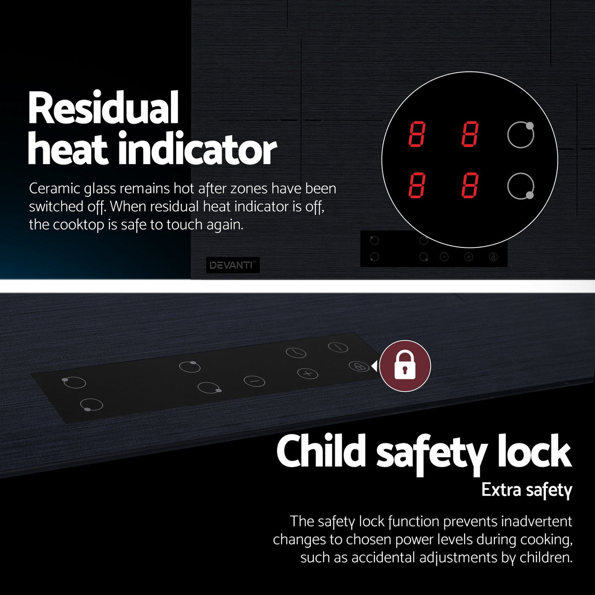 Devanti Electric Ceramic Cooktop 60cm Touch Control Grey