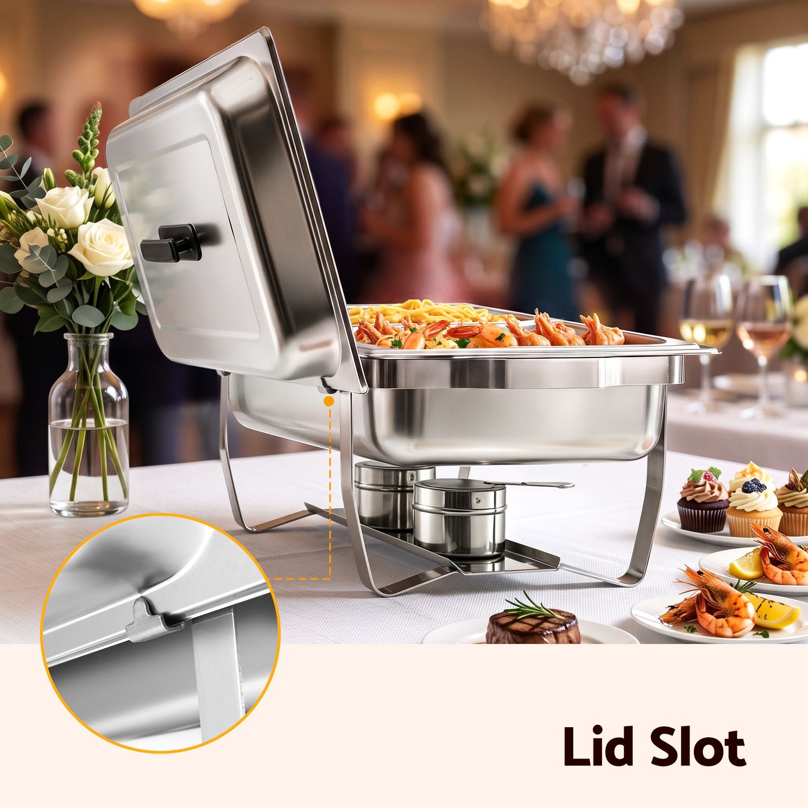 5-Star Chef Chafing Dish 8L 2-Pan Buffet Warmer Food Warmer Catering Server