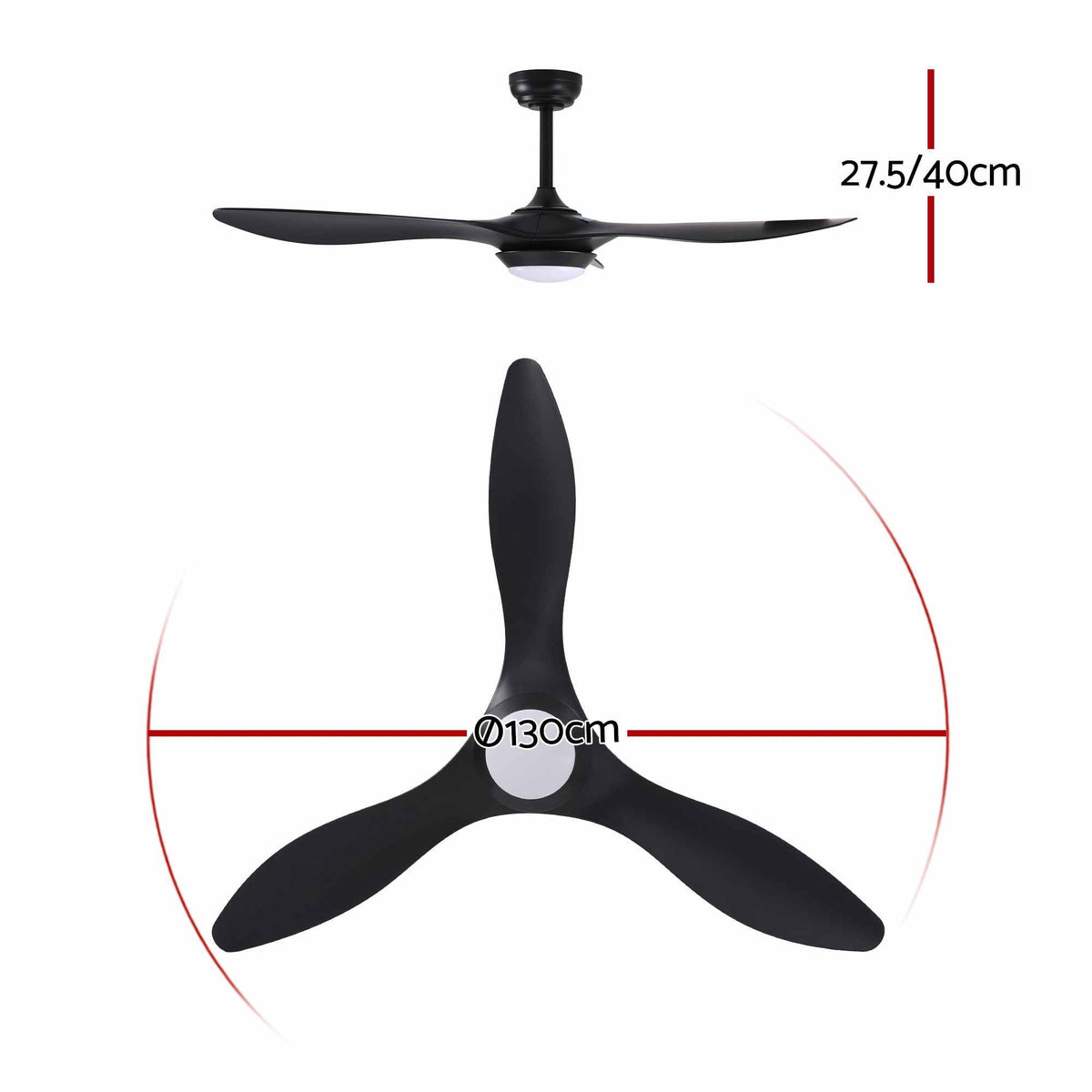 Devanti 52'' Ceiling Fan DC Motor w/Light w/Remote - Black