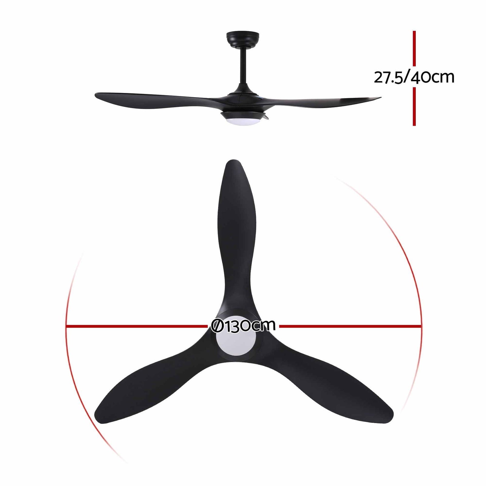 Devanti 52'' Ceiling Fan DC Motor w/Light w/Remote - Black