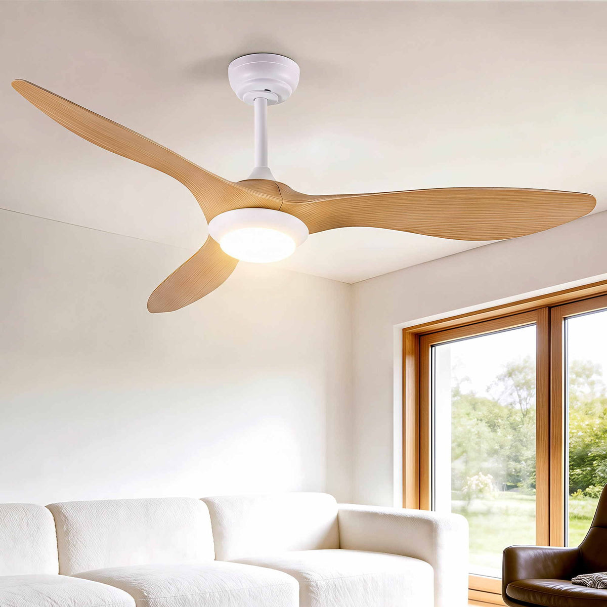 Devanti 52'' Ceiling Fan DC Motor w/Light w/Remote - Wood