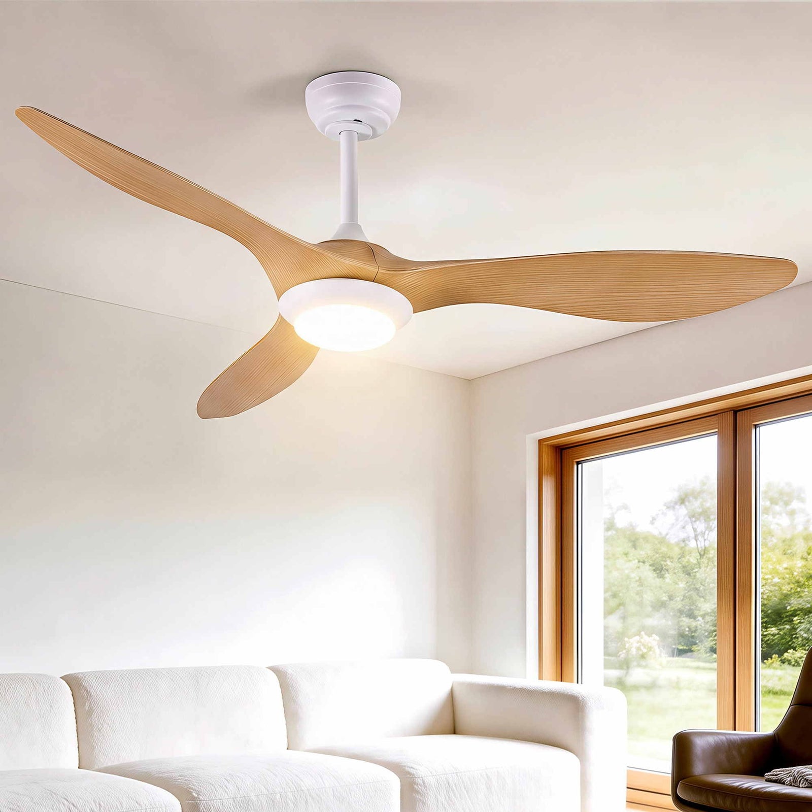 Devanti 52'' Ceiling Fan DC Motor w/Light w/Remote - Wood