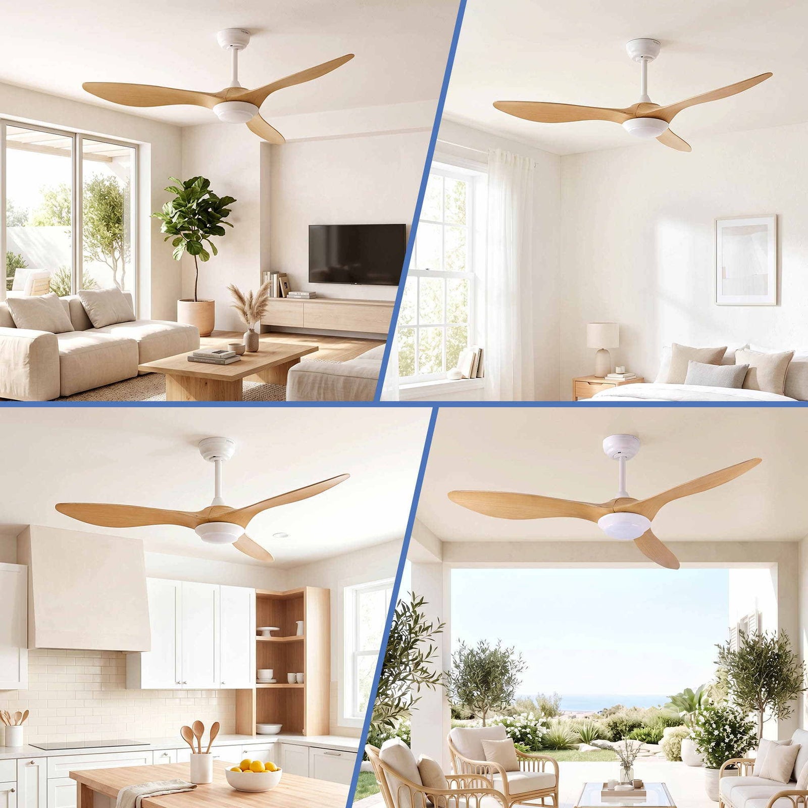 Devanti 52'' Ceiling Fan DC Motor w/Light w/Remote - Wood