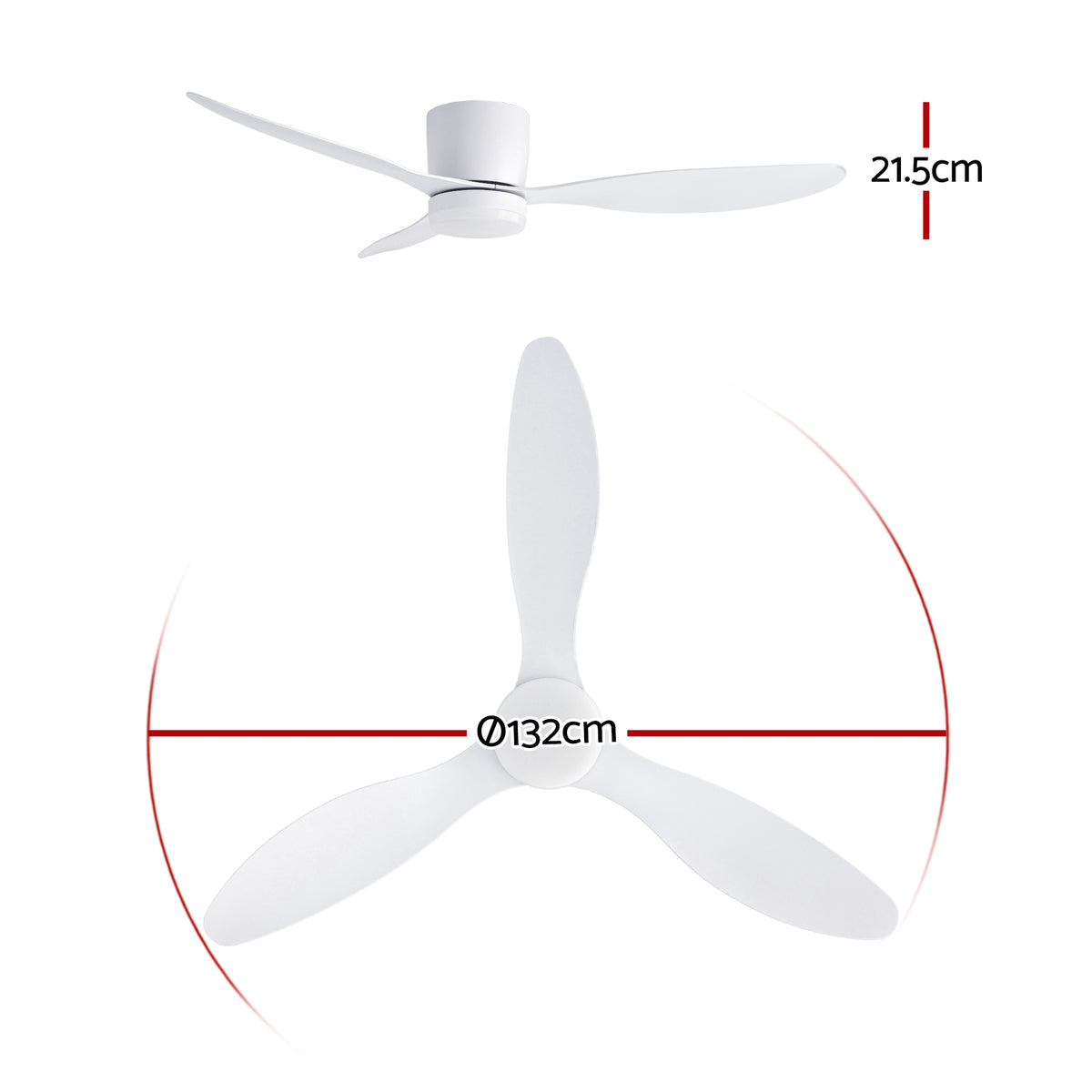 Devanti 52'' Ceiling Fan 3 Blades DC Motor w/Light w/Remote White