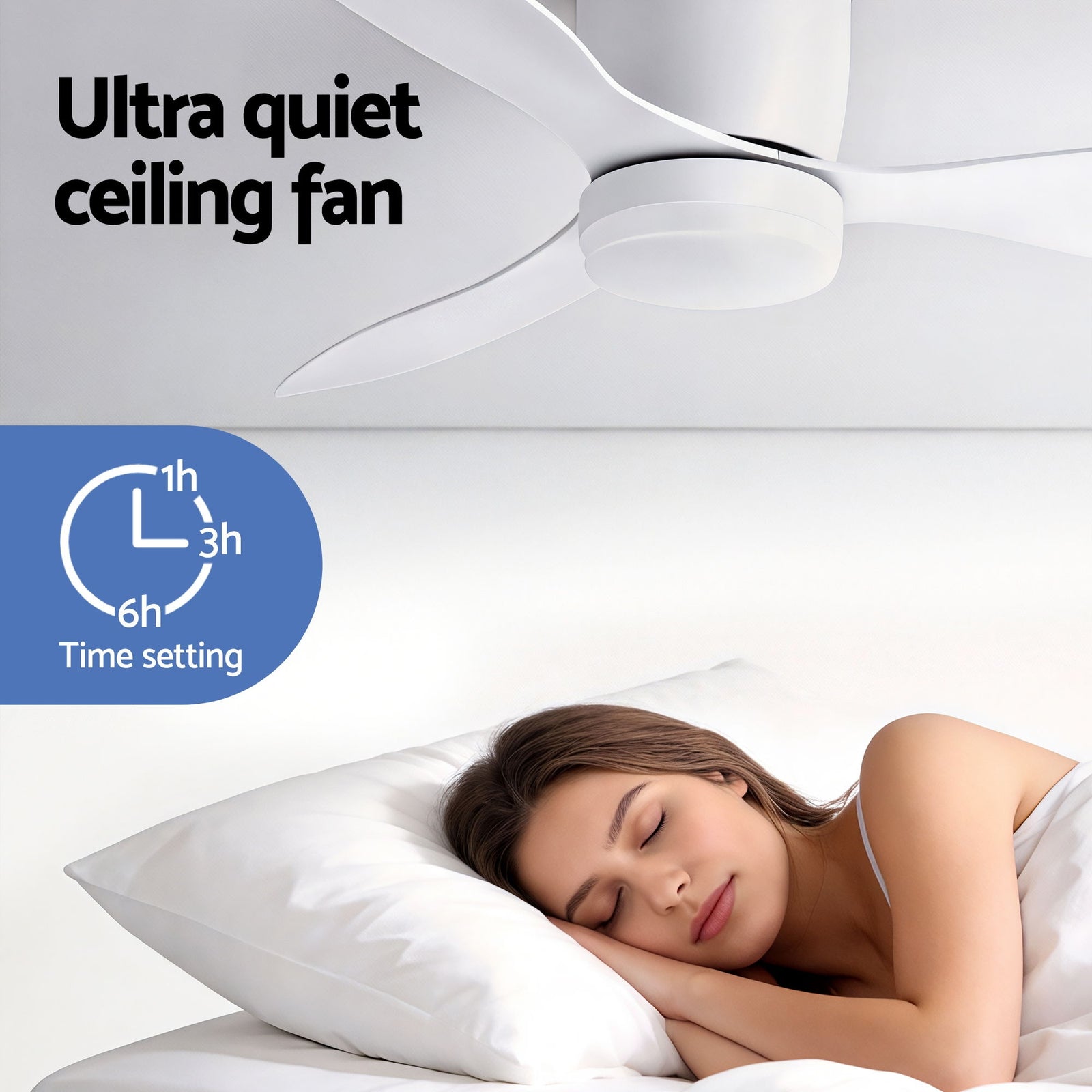 Devanti 52'' Ceiling Fan 3 Blades DC Motor w/Light w/Remote White