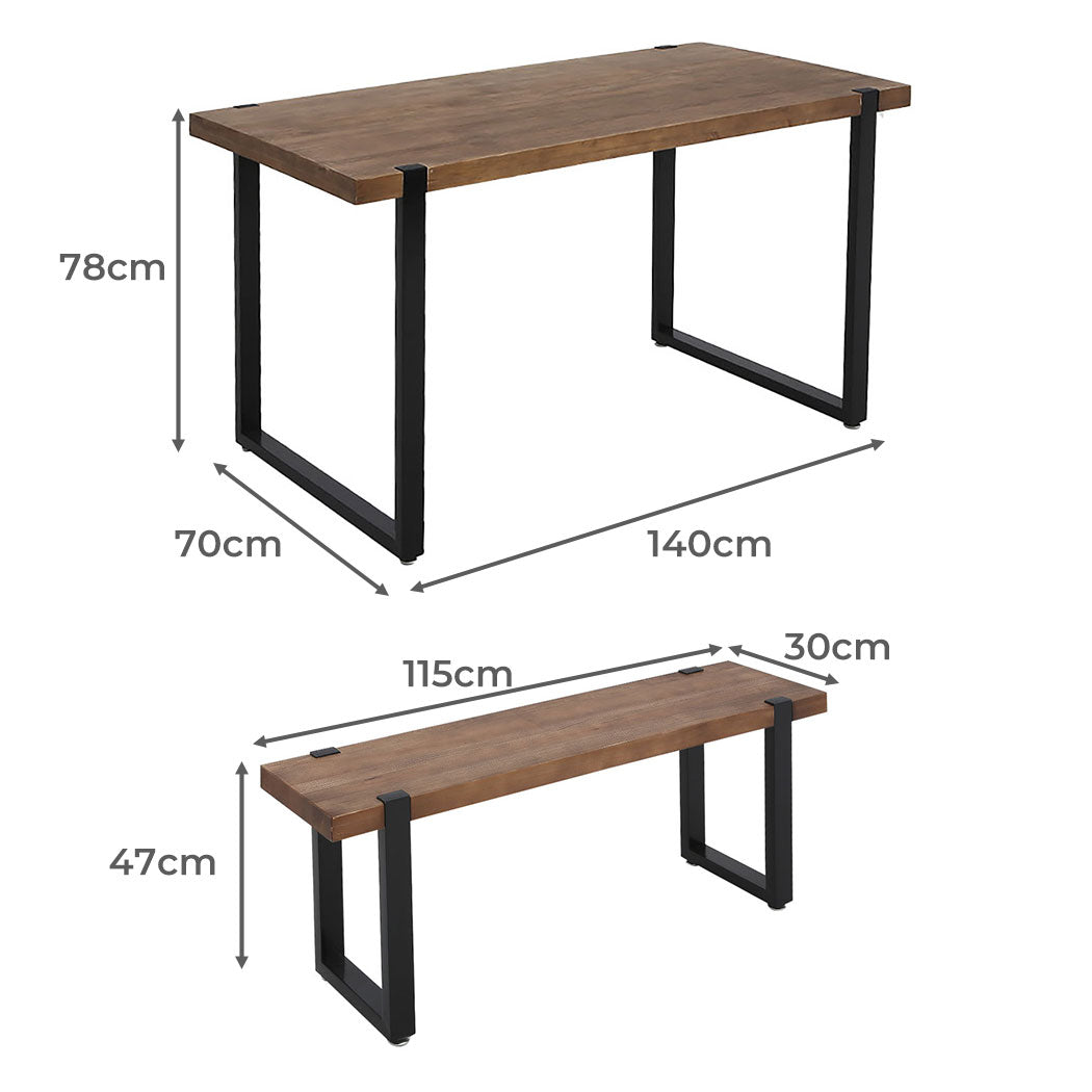 Levede Wooden Dining Sets 1XTable+2X-1963748916881133570