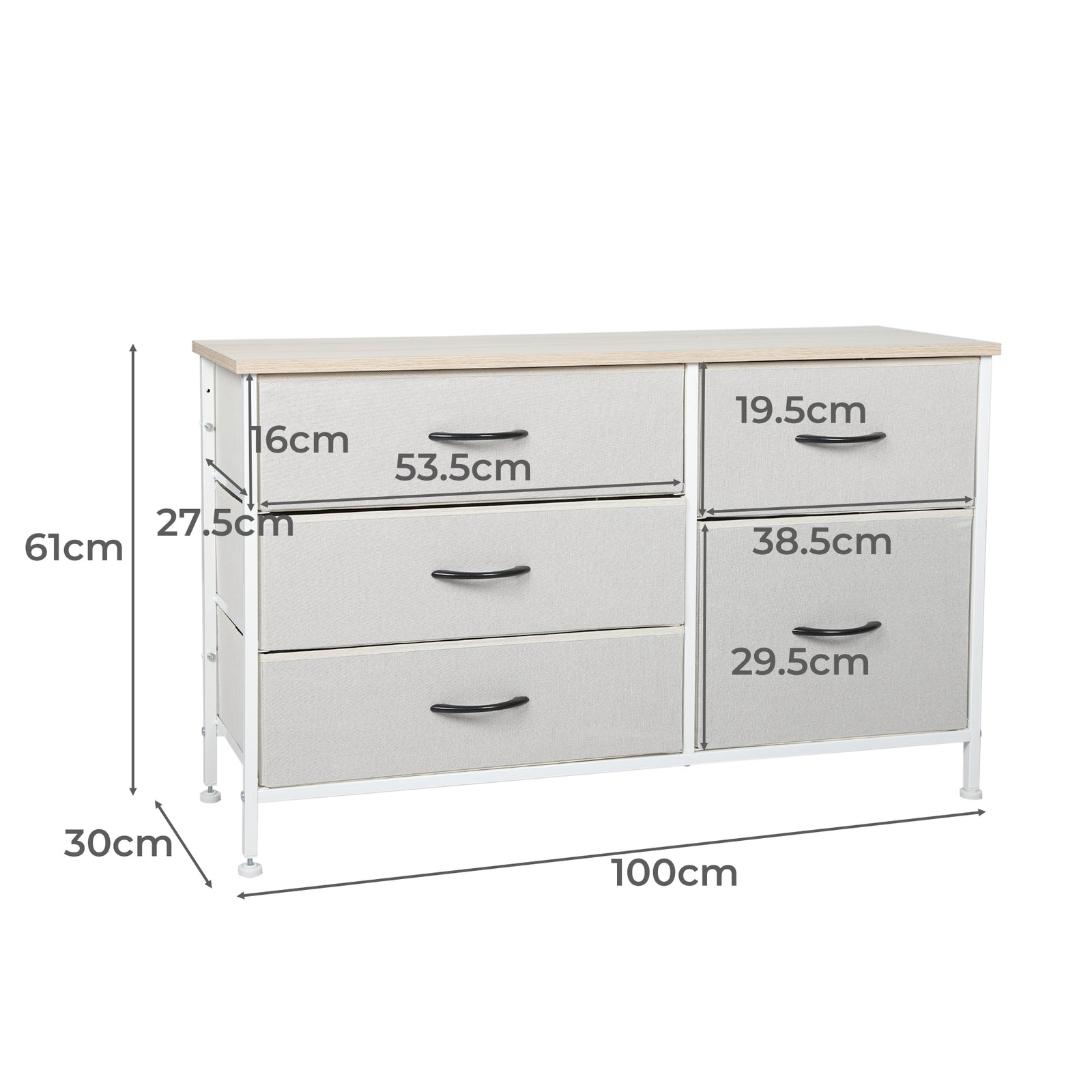 Levede Storage Cabinet Tower Chest of Beige-1954802991626326018