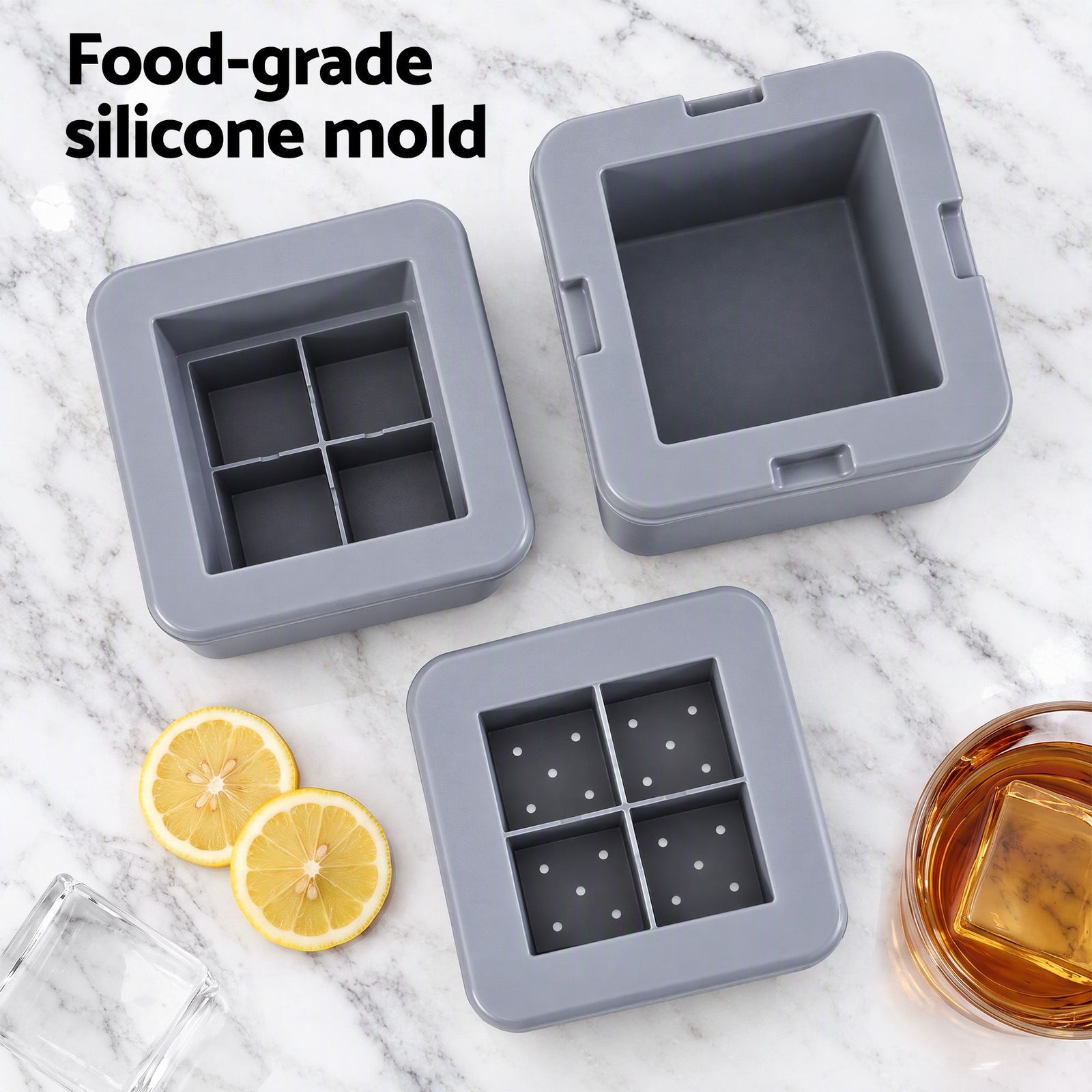 Artiss 5cm Clear Ice Mold Whiskey Large Square Ice Cube Tray