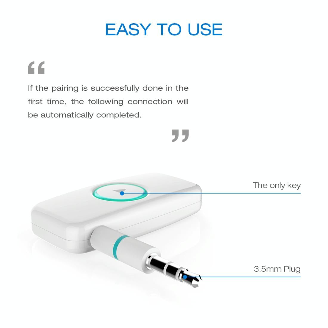 Wireless Music Receiver For Car With 3.5Mm Jack - Mini Bluetooth White-1915196621746999300