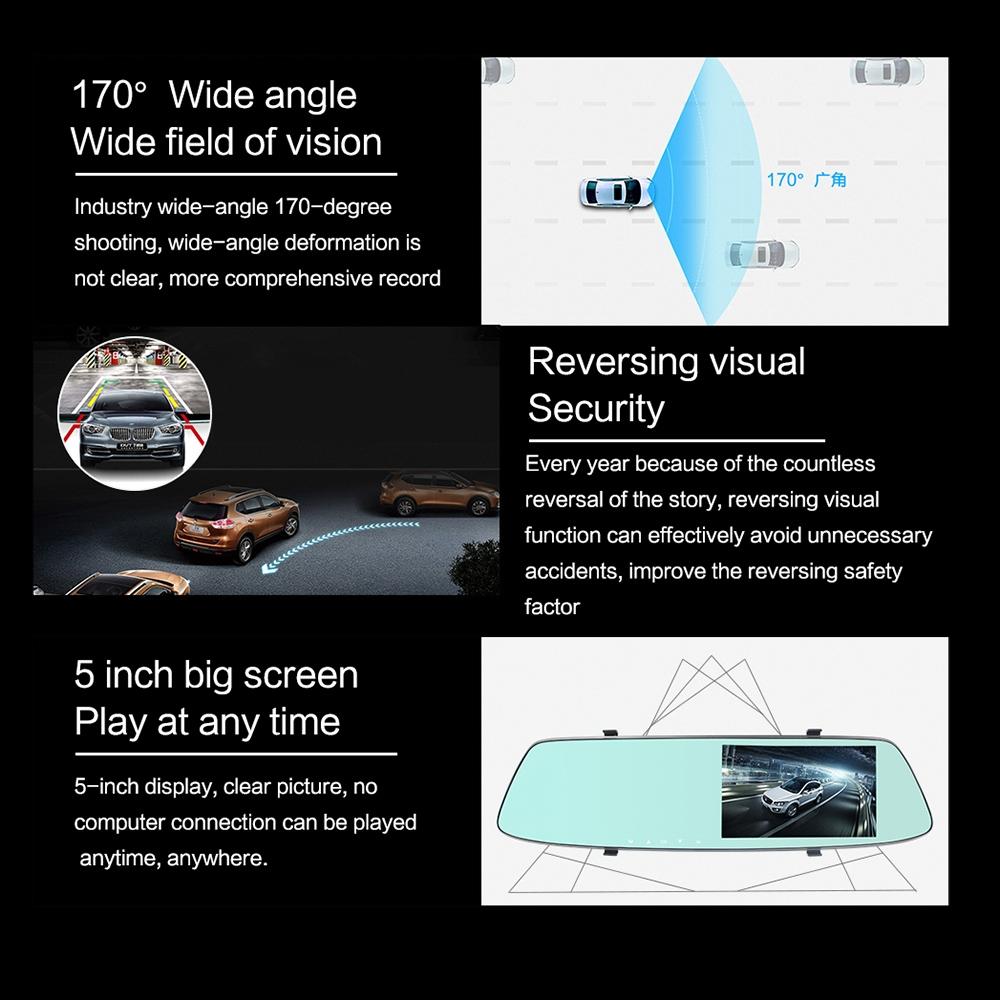 5 Lcd Touch Screen Rear View Mirror Car Recorder With Separate Camera-1915198414665158660