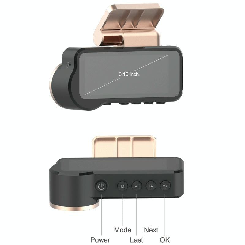 1080P Hd Night Vision Wifi Driving Recorder With In-Car Camera - 3.16 Inch-1915197254235459585