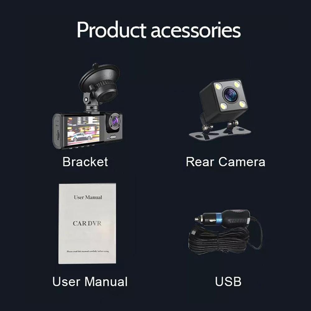 Hd Night Vision Car Driving Recorder With 3 Lenses-1915197563317915656