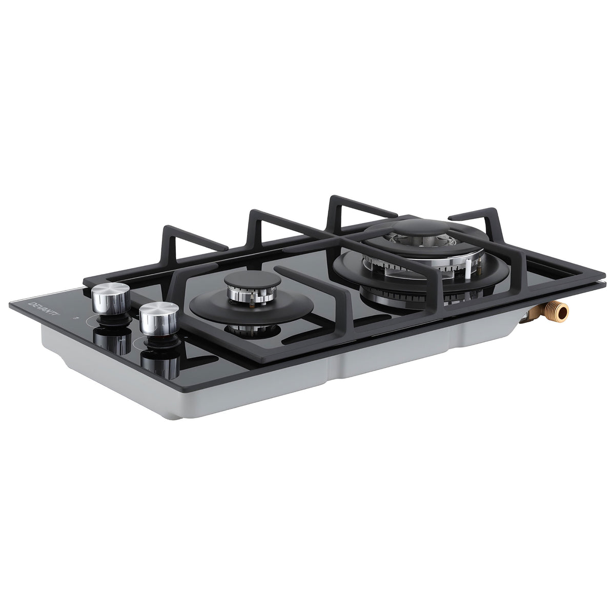 Devanti Gas Cooktop 30cm 2 Burner Built-in Stove Glass Cook Top NG LPG Wok Burner