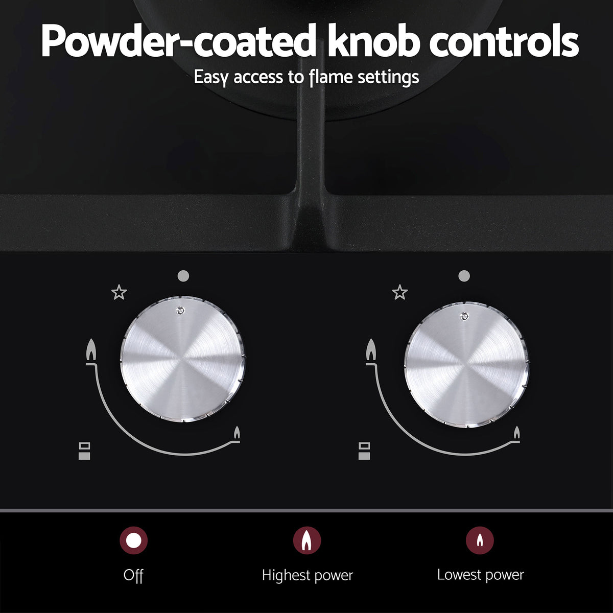 Devanti Gas Cooktop 30cm 2 Burner Built-in Stove Glass Cook Top NG LPG Wok Burner