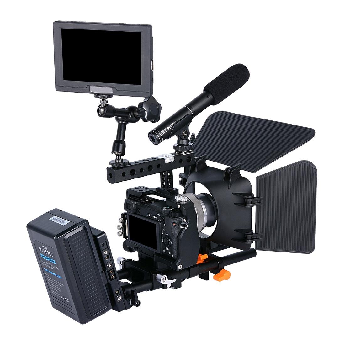 Sony A6000 / A6300 / A6400 / A6500 Camera Cage Stabilizer With Handle - Black-1915196753100017667