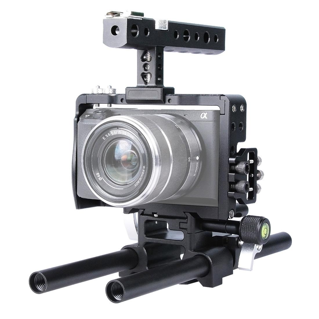 Sony A6000 / A6300 / A6400 / A6500 Camera Cage Stabilizer With Handle - Black-1915196753100017664