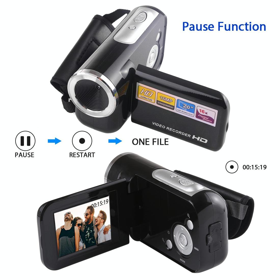 16Mp 16X Digital Video Camera With 2.0 Lcd Screen 1280X720P Hd 16X Zoom - Black-1915196766203023367
