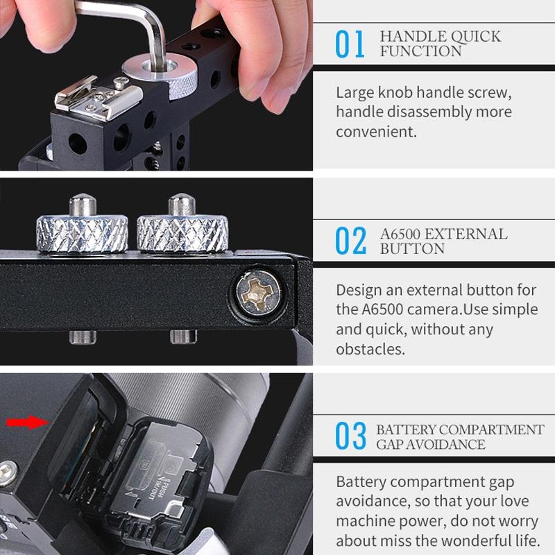 Sony A6000 / A6300 / A6500 / A6400 Camera Stabilizer Cage - Black-1915196765028618243