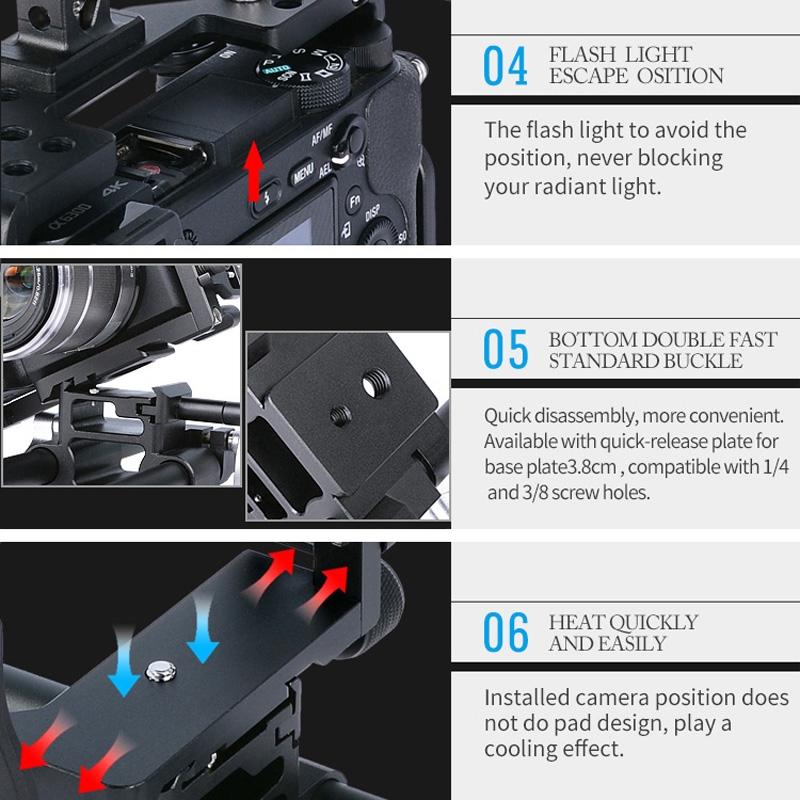 Sony A6000 / A6300 / A6500 / A6400 Camera Stabilizer Cage - Black-1915196765028618244