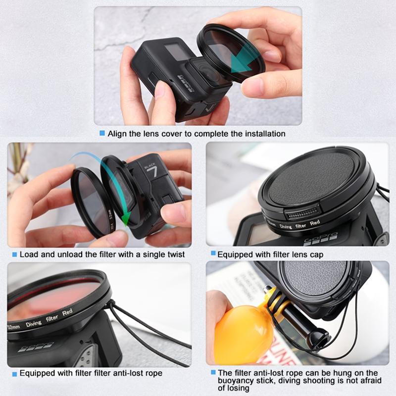 52Mm Professional Filter Set For Gopro Hero 7 / 6 / 5 With Adapter And Lens Cap-1915197920462901254