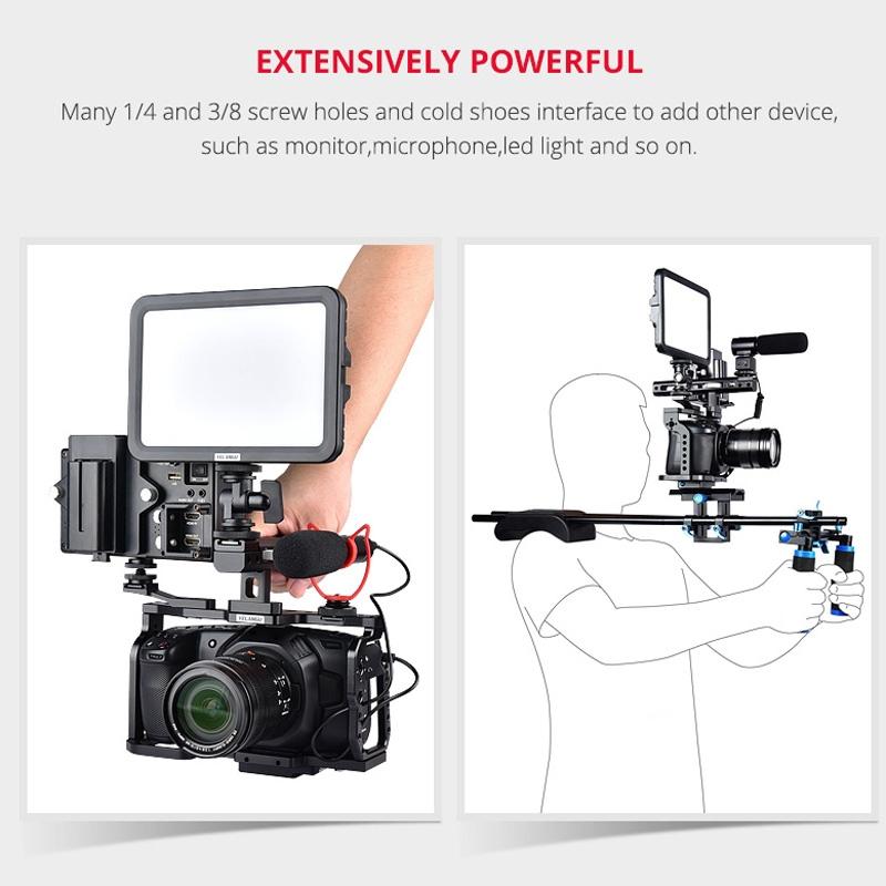 Video Camera Cage Stabilizer For Dji Bmpcc 4K - Black Handle-1915196500468699144