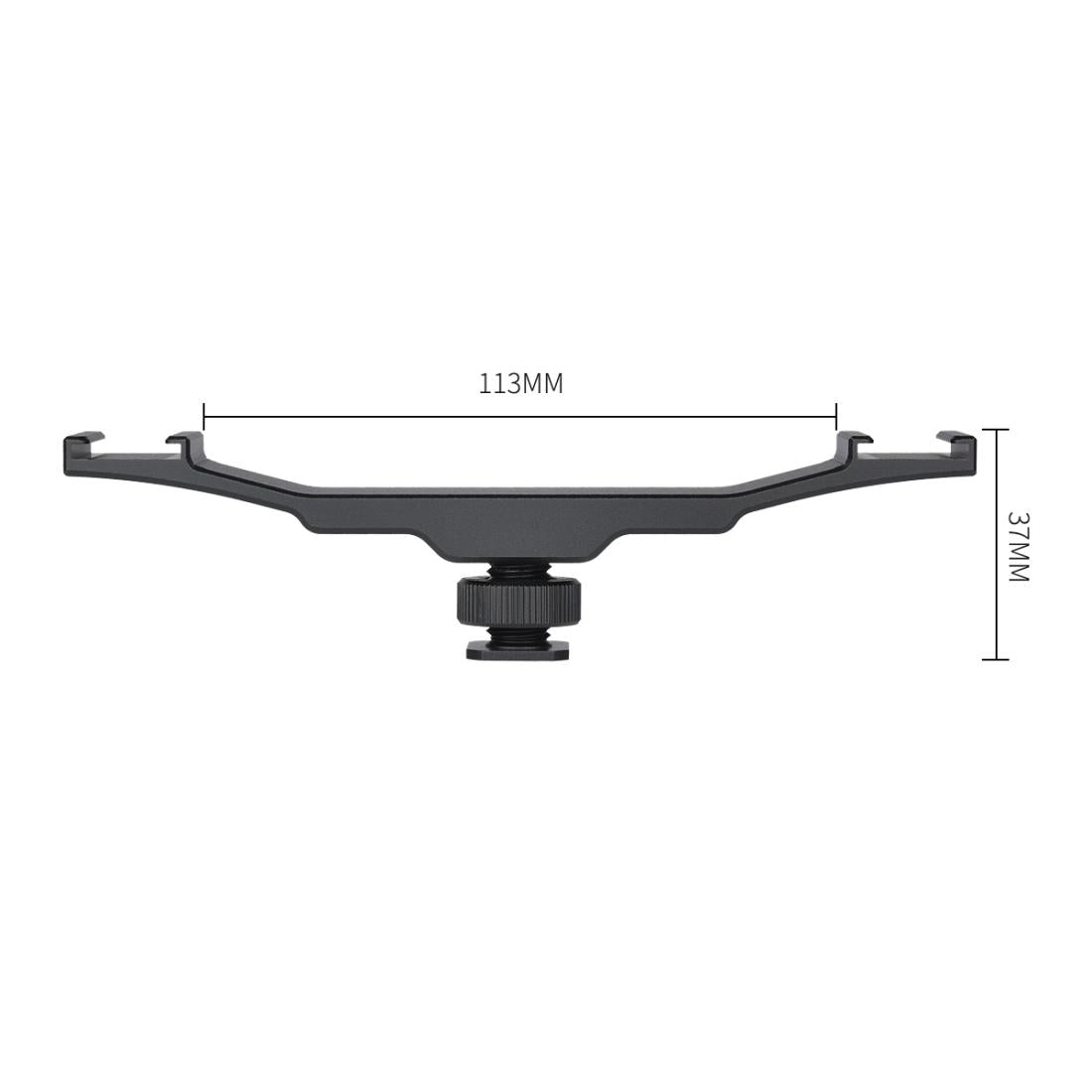 Aluminum Dual Hot / Cold Shoe Mount Adapter Bracket - Black-1915196699761053698