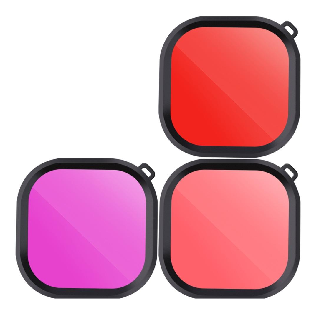 Square Diving Lens Filter Kit For Gopro Hero8 Waterproof Housing - 3 Colours-1915197211487113217
