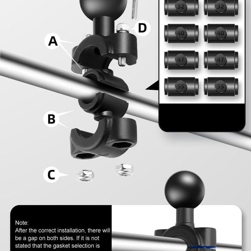 Universal 25Mm Motorcycle Rearview Mirror Mount For Gopro Hero12 With Ball Head-1915196756912640001