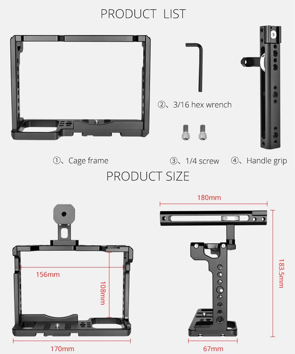 Panasonic Lumix Dc-S1H / Dc-S1 / Dc-S1R Camera Cage Stabilizer With Handle - Black-1943465052631863301