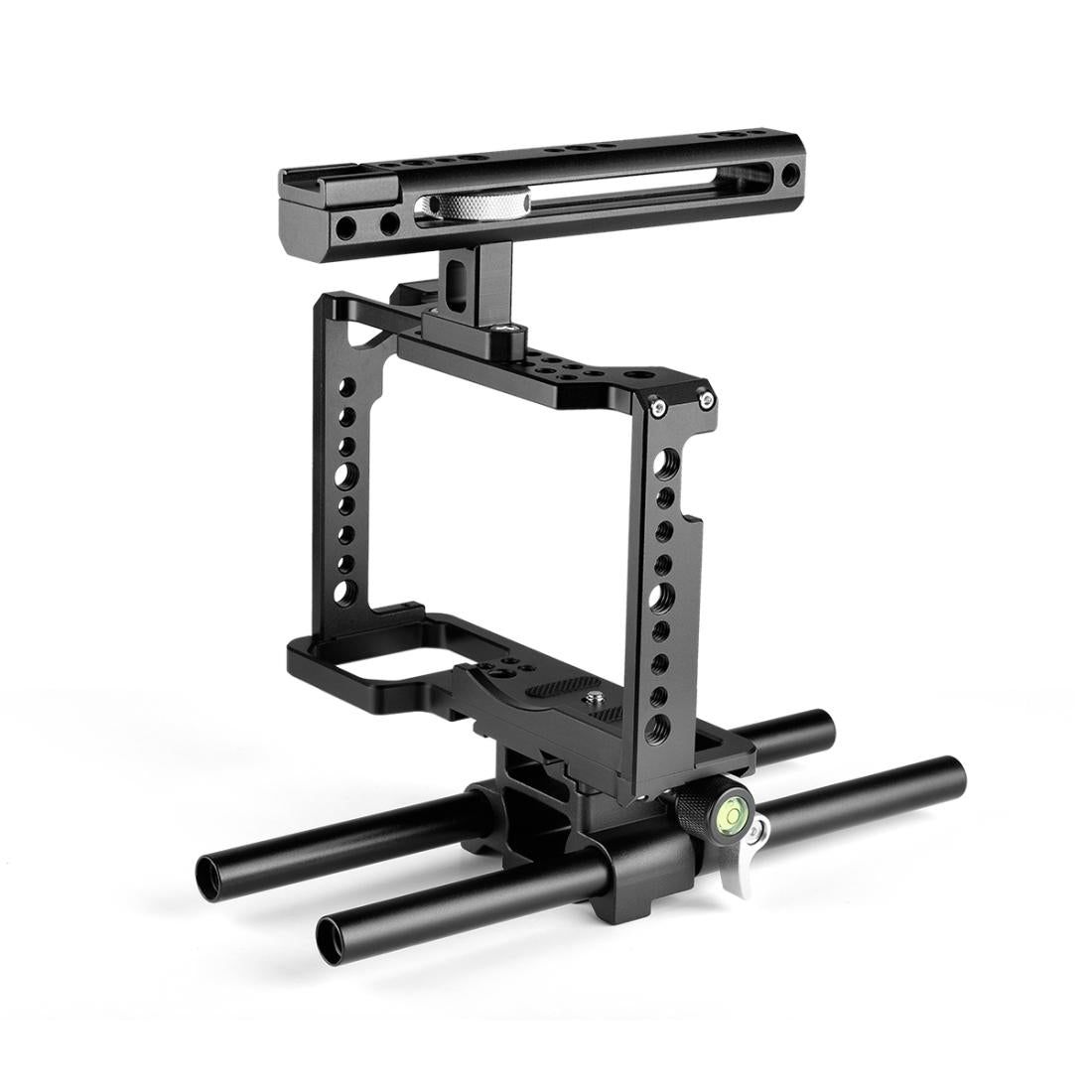 Panasonic Lumix Dc-S1H / Dc-S1 / Dc-S1R Camera Cage Stabilizer With Handle &amp; Rail Rod Mount - Black-1915196748473700353