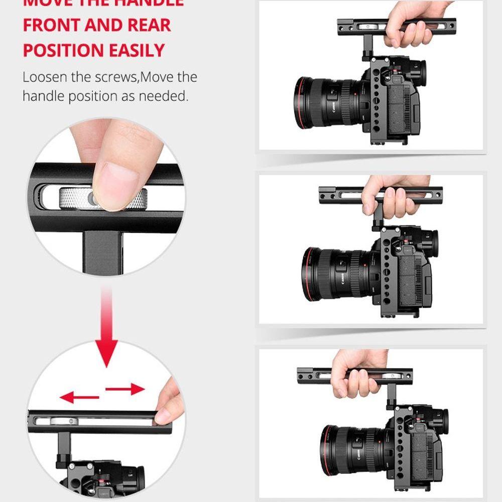Panasonic Lumix Dc-S1H / Dc-S1 / Dc-S1R Camera Cage Stabilizer With Handle & Rail Rod Mount - Black-1915196748473700354