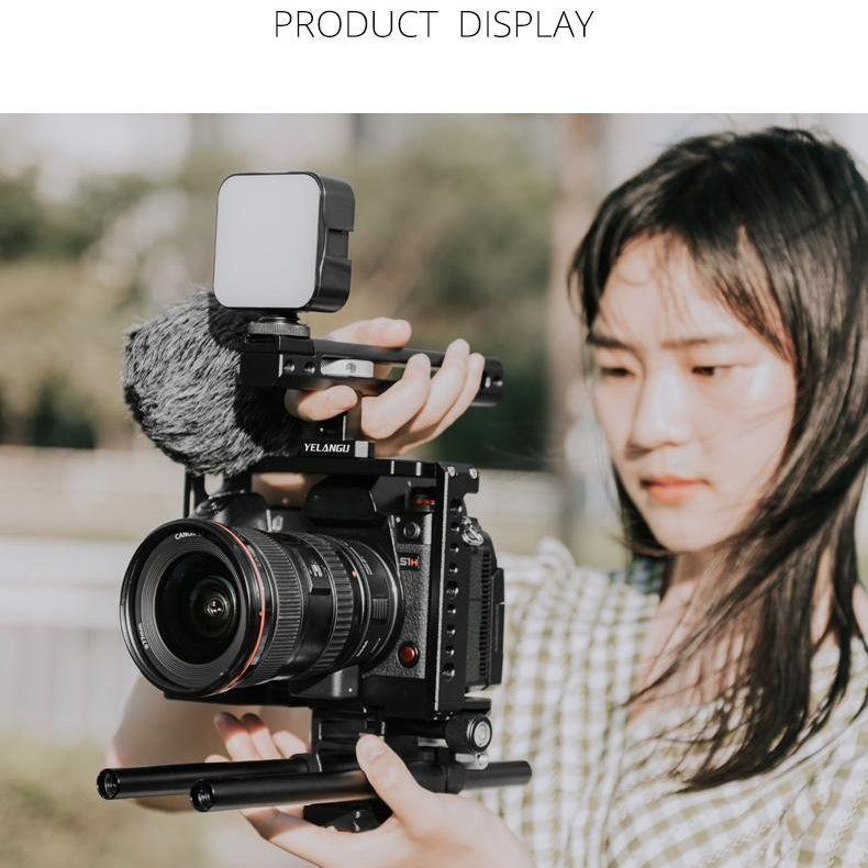Panasonic Lumix Dc-S1H / Dc-S1 / Dc-S1R Camera Cage Stabilizer With Handle & Rail Rod Mount - Black-1915196748473700361