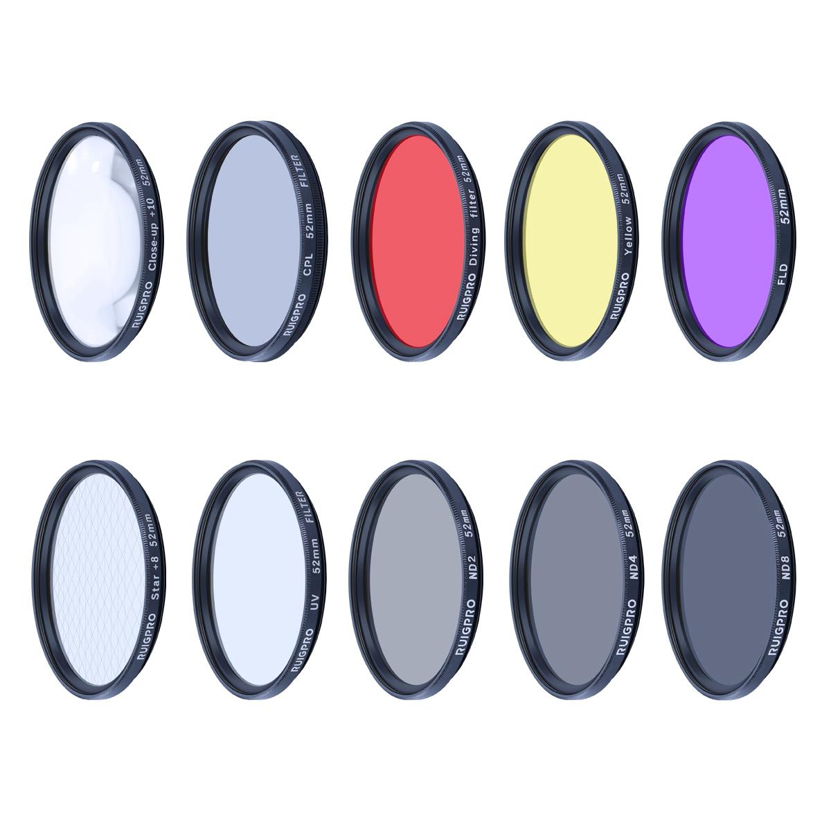 52Mm 10-In-1 Professional Lens Filter Kit For Gopro Hero10 / 9 With Adapter Ring And Cap-1915196979680514049