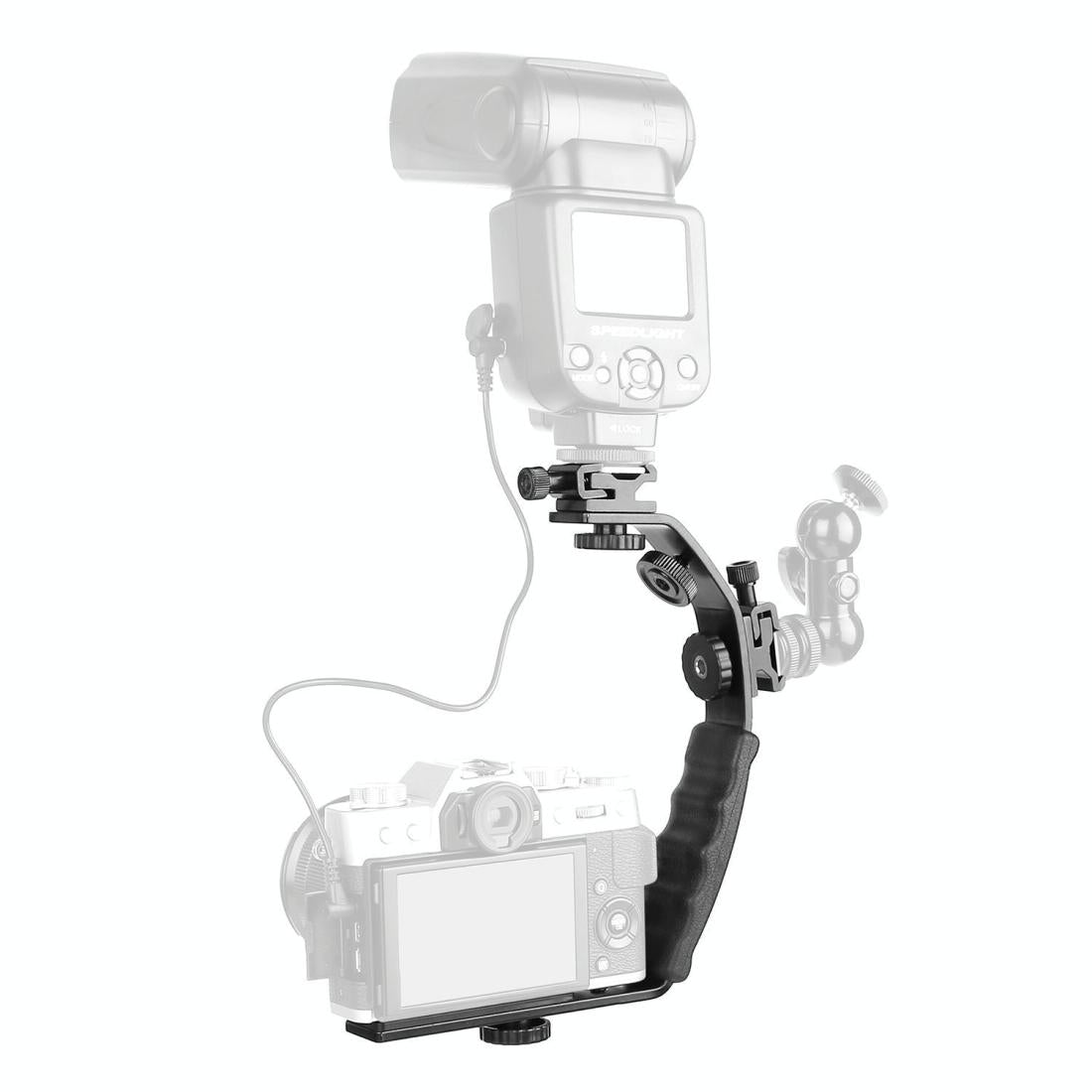 Aluminum L-Shaped Flash Bracket Camera Holder - Black-1915196729263788034