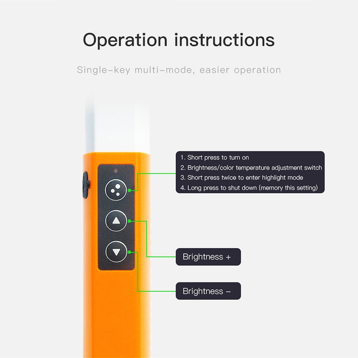 Handheld Dual Temperature Led Stick Light - Orange-1964932149501104135
