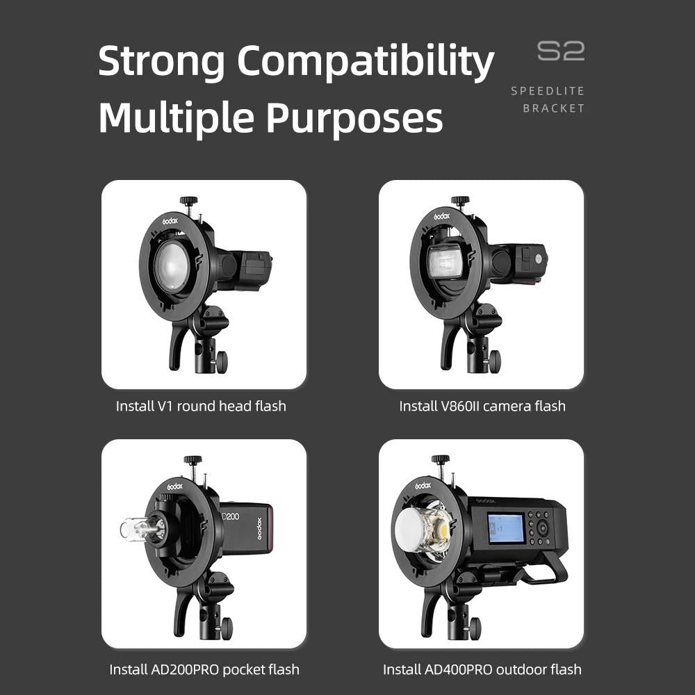 Universal S-Type Flash Bracket For Bowens Mount - Black-1915196786625089541