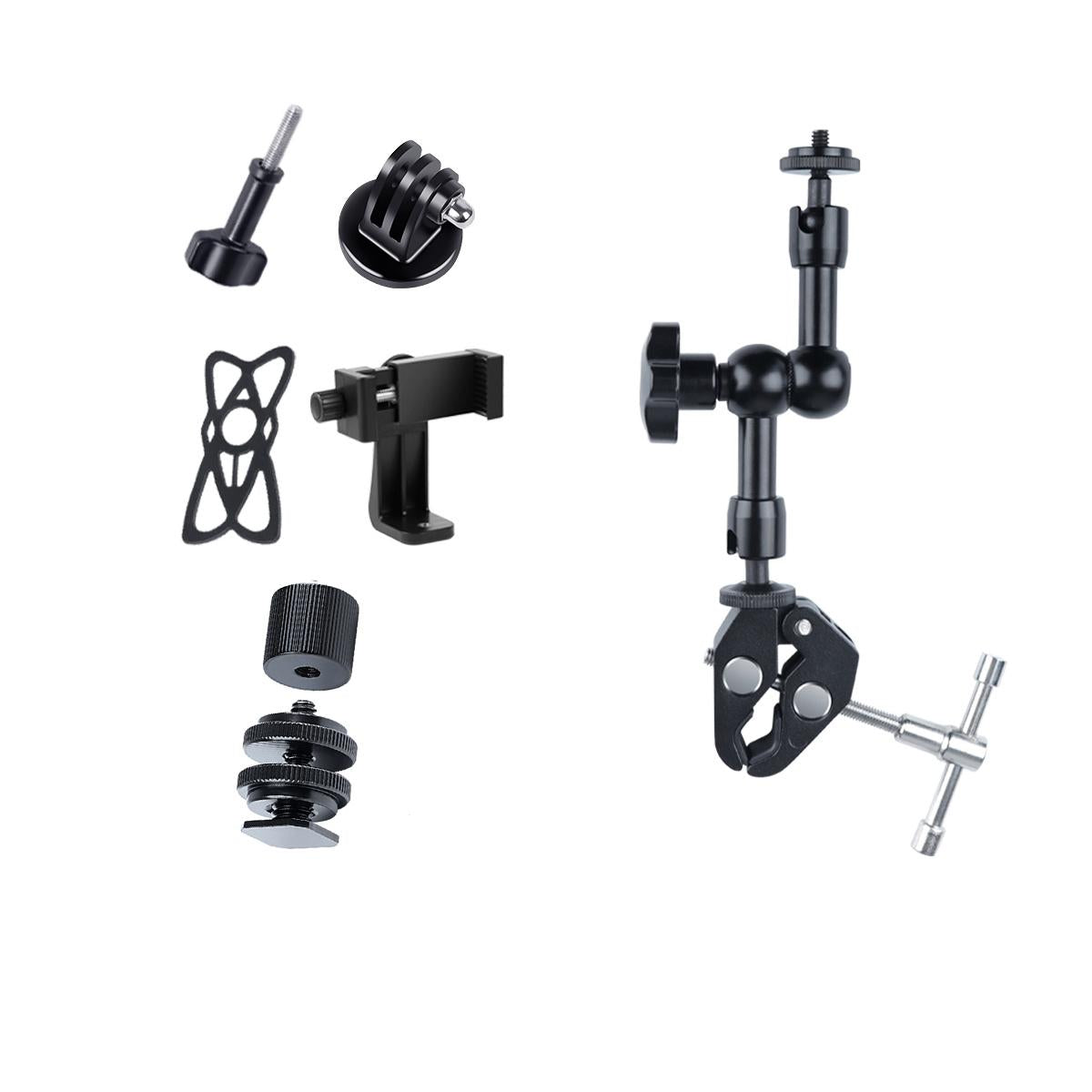 7 Articulating Magic Arm With Phone Clamp & Large Claws - Black-1915196683638149126