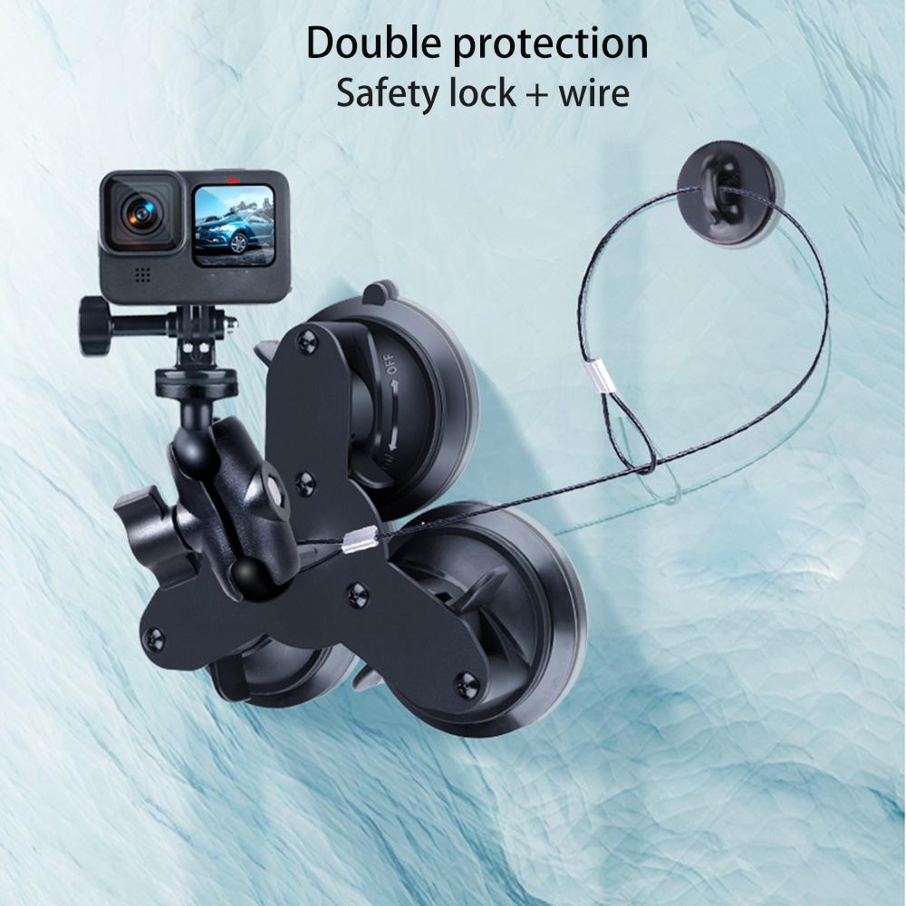 Triangle Suction Cup Mount For Gopro With Tripod Adapter And Phone Clamp-1915196495469088769