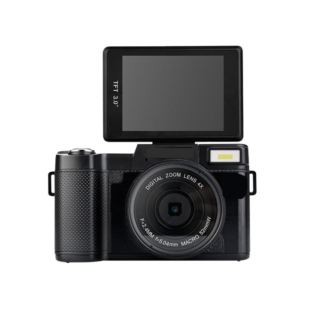 3.0 Flip Screen Vlog Camera With 4X Zoom - Black-1915196778584608768