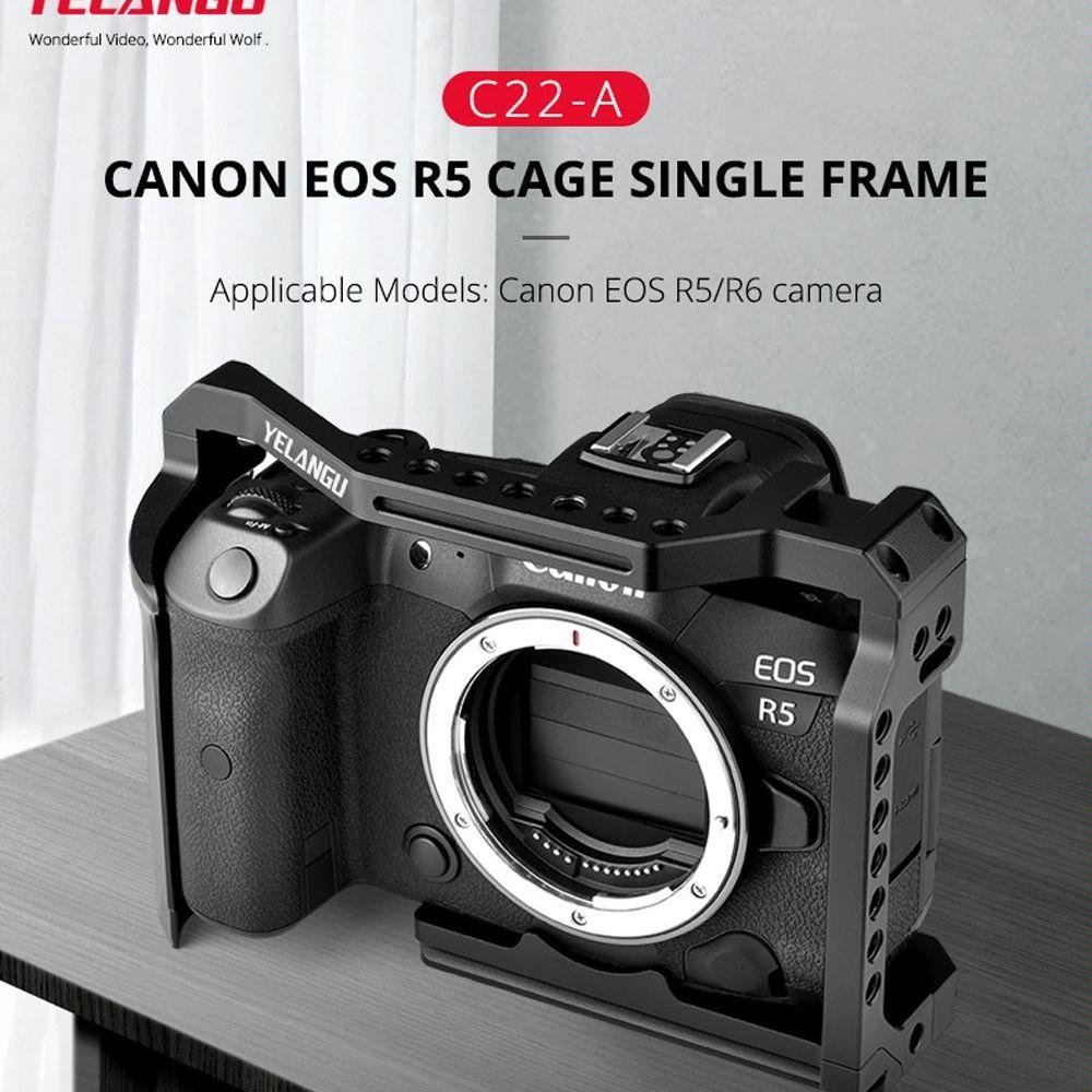 Video Camera Cage Stabilizer For Canon Eos R5 / R6 / R - Black-1915196753674637320