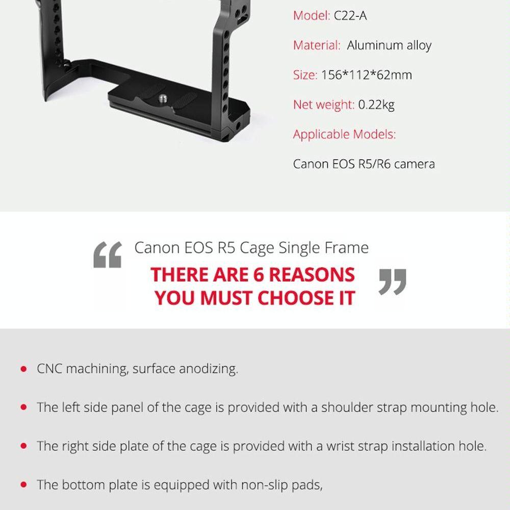 Video Camera Cage Stabilizer For Canon Eos R5 / R6 / R - Black-1915196753674637321