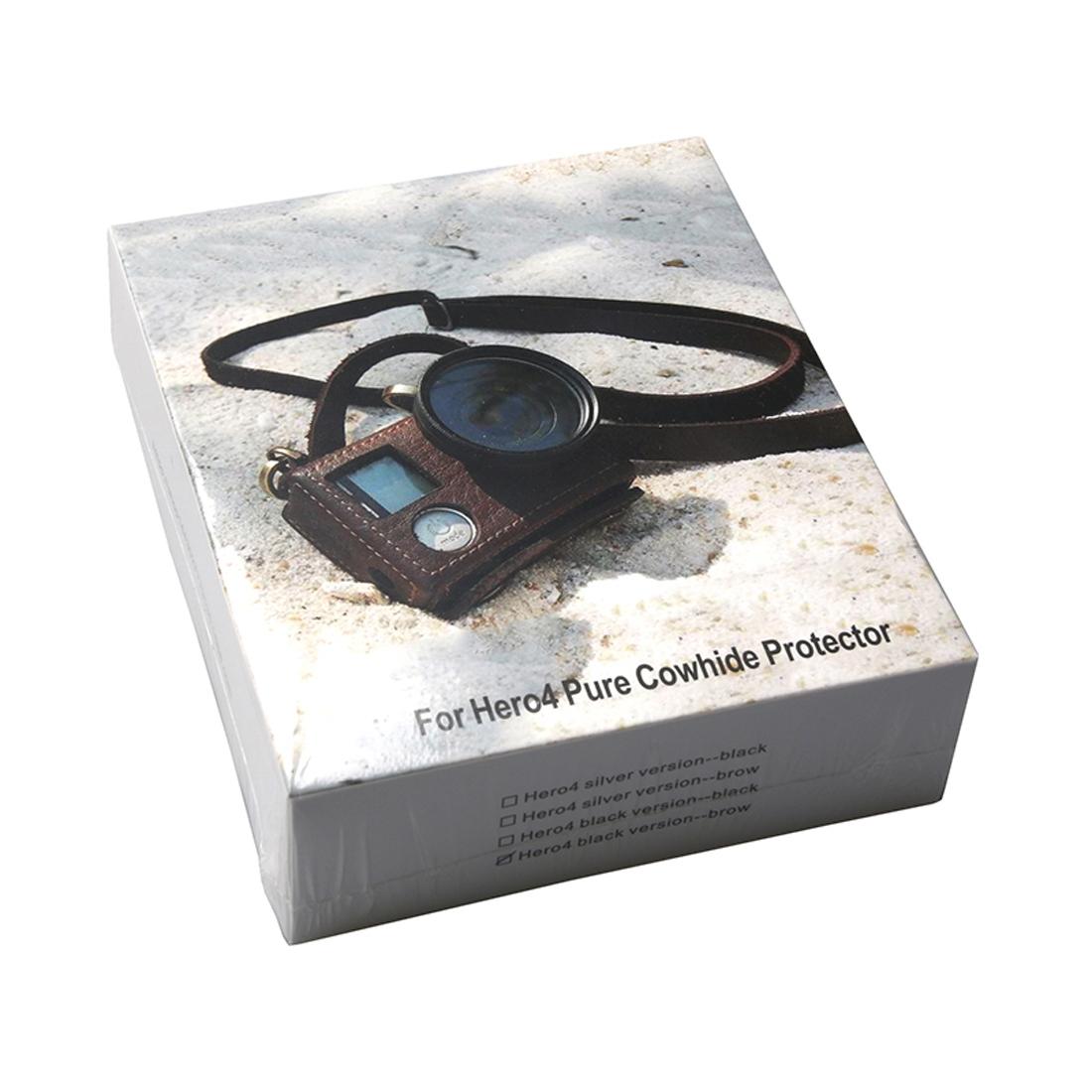 Genuine Leather Protective Case For Gopro Hero4 With Litchi Texture And Sling-1915196643918090248
