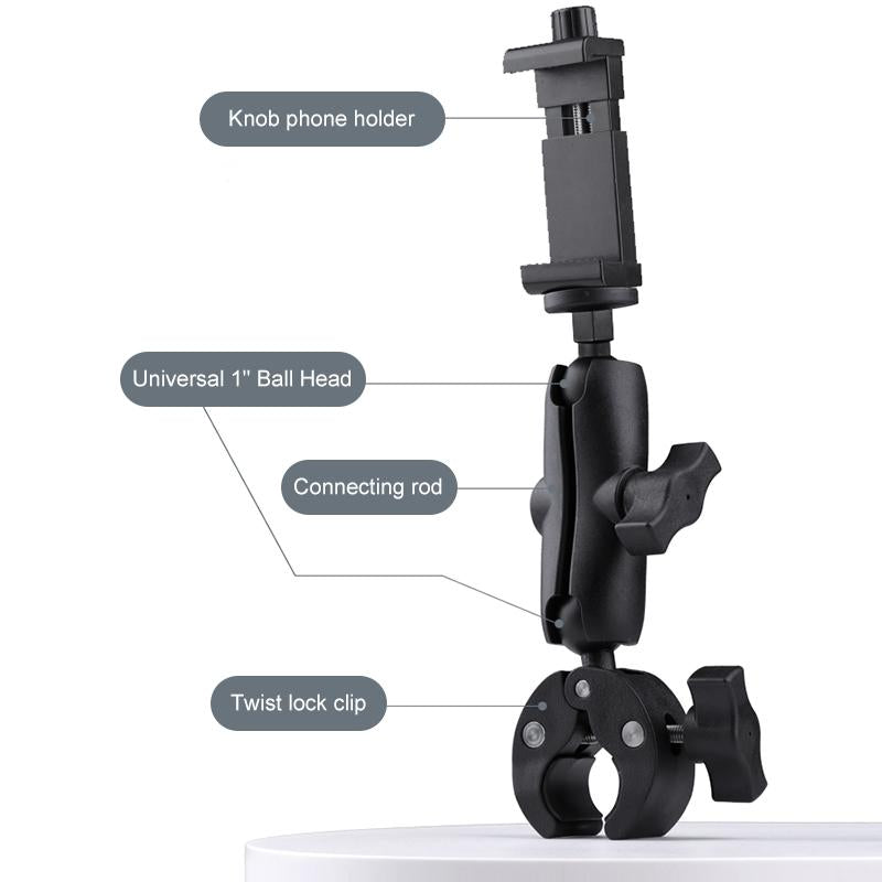 Adjustable Bike Handlebar Mount With Phone Clamp - 360 Rotation-1915196755398496258
